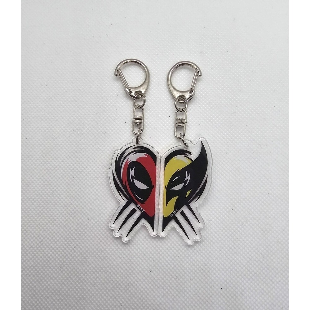 Deadpool & Wolverine Best Friends Keychain Set - Split Heart Matching Pendant